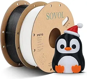 Sovol Sovol 3D Printer PETG Filament 2kg (4.4 lbs) Spool Printing Materials, Wiring Tightness, Dimensional Accuracy +/-, Black + White