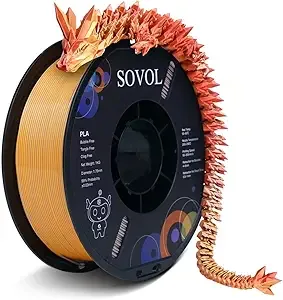 Sovol Sovol PLA Filament Silk Tri Color Co-Extrusion, 3D Printer Filament 1kg/ 2.2lbs, Shiny Silk Gold Silver Bronze 3 in 1 Coextrusion PLA Material +/-