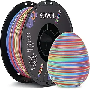 Sovol Sovol Matte PLA Filament Rotated Tri Color Co-Extrusion, Fast Change 3D Printer Filament 1kg/ 2.2lbs, Matte Red Green Blue 3 in 1 Coextrusion PLA Material +/-