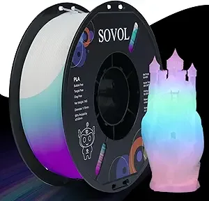 Sovol Sovol 3D Printer Glow in The Dark Filament Gradient Multicolor Fast Change PLA 1kg (2.2 lbs) Spool 3D Printing Materials, Dimensional Accuracy +/-, Glow Multicolored
