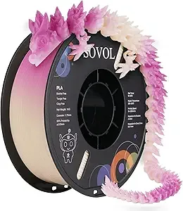 Sovol Sovol 3D Printer Photosensitive Filament Single Color Light Change PLA 1kg (2.2 lbs) Spool 3D Printing Materials, Dimensional Accuracy +/-, Light Change Purple