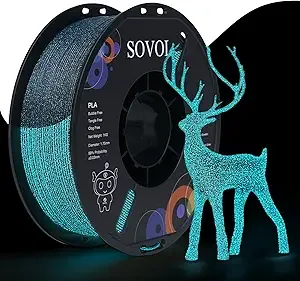 Sovol Sovol 3D Printer Luminous Filament, Glow in The Dark PLA 1kg (2.2 lbs) Spool 3D Printing Materials, Dimensional Accuracy +/-, Shiny Blue