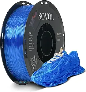 Sovol Sovol TPU Filament, 95A Soft TPU Flexible 3D Printer Filament with High Elasticity, 1kg (2.2lbs), Dimensional Accuracy +/-, Fit Most FDM Printer, Clear Blue