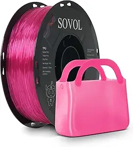 Sovol Sovol TPU Filament, 95A Soft TPU Flexible 3D Printer Filament with High Elasticity, 1kg (2.2lbs), Dimensional Accuracy +/-, Fit Most FDM Printer, Clear Rose Red