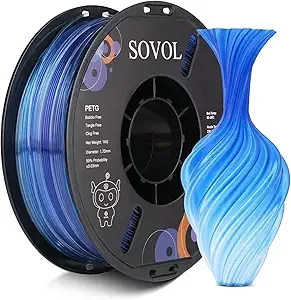 Sovol Sovol 3D Printer PETG Filament, Gradient Multicolors Filaments Material, 1kg (2.2lbs), Dimensional Accuracy +/-, Fit Most FDM Printer, Blue