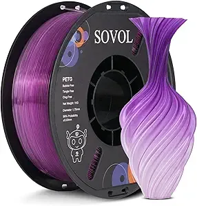Sovol Sovol 3D Printer PETG Filament, Gradient Multicolors Filaments Material, 1kg (2.2lbs), Dimensional Accuracy +/-, Fit Most FDM Printer, Purple