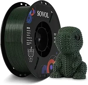 Sovol Sovol 3D Printer PETG Filament 1KG (2.2lbs), High Precision, Strong Toughness, Wiring Tightness, Dimensional Accuracy +/-, 3D Printing PETG Filaments, Army Green