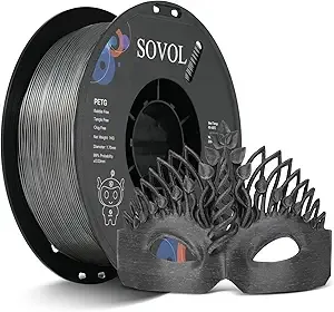 Sovol Sovol 3D Printer PETG Filament 1KG (2.2lbs), High Precision, Strong Toughness, Wiring Tightness, Dimensional Accuracy +/-, 3D Printing PETG Filaments, Silver Gray