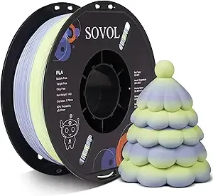 Sovol Sovol 3D Printer Matte Multicolored Fast Change Rainbow PLA 1kg (2.2 lbs) Spool 3D Printing Materials, Dimensional Accuracy +/-, Matte Sea Salt