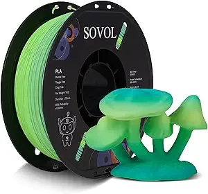 Sovol Sovol 3D Printer Matte Multicolored Fast Change Gradient Rainbow PLA 1kg (2.2 lbs) Spool 3D Printing Materials, Dimensional Accuracy +/-, Matte Cabbage