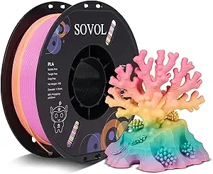 Sovol Sovol 3D Printer Matte Multicolored Fast Change Gradient Rainbow PLA 1kg (2.2 lbs) Spool 3D Printing Materials, Dimensional Accuracy +/-, Matte Starlight