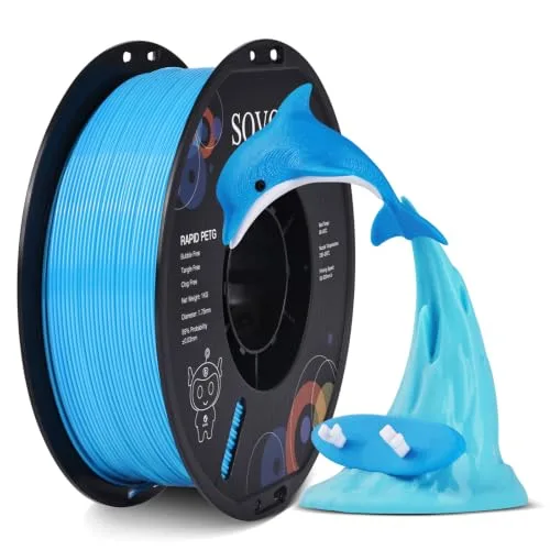 Sovol Sovol 3D Printer Rapid PETG Filament 1KG (2.2lbs), High Precision, Strong Toughness, Wiring Tightness, Dimensional Accuracy +/-, 3D Printing High Speed PETG Filaments, Sky Blue