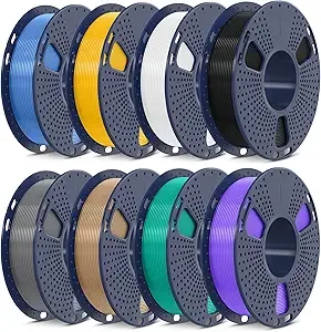 SUNLU SUNLU 3D Printer Filament, Neatly Wound 250G Spool PLA Filament Bundle PLA Filament Muticolor, High Compatiblity, 8 Rolls, Black+White+Grey+Burlywood+Purple+Bluegrey+GrassGreen+PureYellow