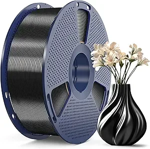 SUNLU SUNLU 3D Printer Silk Filament,Shiny Silk PLA Filament, Smooth Silky Surface, Great Easy to Print for 3D Printers, Dimensional Accuracy +/-, Silk Black 1KG