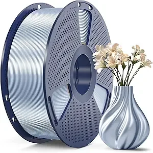 SUNLU SUNLU 3D Printer Silk Filament,Shiny Silk PLA Filament, Smooth Silky Surface, Great Easy to Print for 3D Printers, Dimensional Accuracy +/-, Silk Silver 1KG