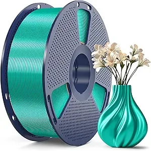 SUNLU SUNLU 3D Printer Silk Filament,Shiny Silk PLA Filament, Smooth Silky Surface, Great Easy to Print for 3D Printers, Dimensional Accuracy +/-, Silk Green 1KG