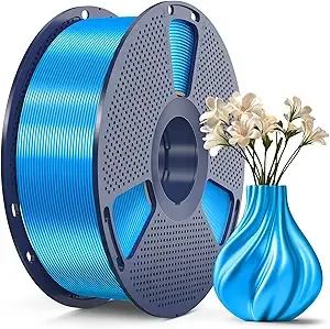 SUNLU SUNLU 3D Printer Silk Filament,Shiny Silk PLA Filament, Smooth Silky Surface, Great Easy to Print for 3D Printers, Dimensional Accuracy +/-, Silk Blue 1KG