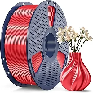 SUNLU SUNLU 3D Printer Silk Filament,Shiny Silk PLA Filament, Smooth Silky Surface, Great Easy to Print for 3D Printers, Dimensional Accuracy +/-, Silk Red 1KG