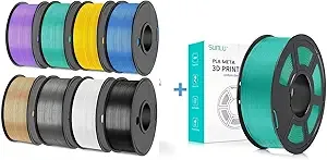 SUNLU SUNLU 250g PLA Filament Bundle and PLA Meta 3D Printer Filament Green，0.25 kg Spool, 8 Rolls,Black+White+Grey+Burly Wood+Purple+Blue Grey+Grass Green+Pure Yellow