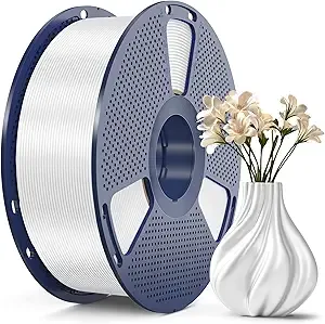 SUNLU SUNLU 3D Printer Silk Filament,Shiny Silk PLA Filament, Smooth Silky Surface, Great Easy to Print for 3D Printers, Dimensional Accuracy +/-, Silk White 1KG