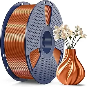 SUNLU SUNLU 3D Printer Silk Filament,Shiny Silk PLA Filament, Smooth Silky Surface, Great Easy to Print for 3D Printers, Dimensional Accuracy +/-, Silk Red Copper 1KG