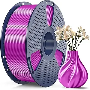 SUNLU SUNLU 3D Printer Silk Filament,Shiny Silk PLA Filament, Smooth Silky Surface, Great Easy to Print for 3D Printers, Dimensional Accuracy +/-, Silk Purple 1KG