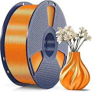 SUNLU SUNLU 3D Printer Silk Filament,Shiny Silk PLA Filament, Smooth Silky Surface, Great Easy to Print for 3D Printers, Dimensional Accuracy +/-, Silk Orange 1KG