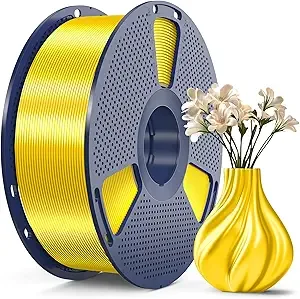 SUNLU SUNLU 3D Printer Silk Filament,Shiny Silk PLA Filament, Smooth Silky Surface, Great Easy to Print for 3D Printers, Dimensional Accuracy +/-, Silk Yellow 1KG