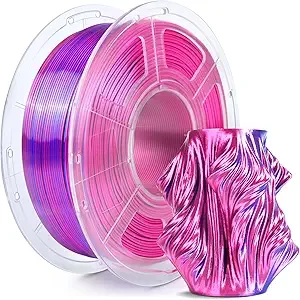SUNLU SUNLU Silk Dual Color Pla Filament, Silk PLA 3D Printer Filament, Shiny Silk Texture, Dimensional Accuracy +/-, 1KG Spool (2.2 lbs), PLA Silk Dual Color (Red Blue)