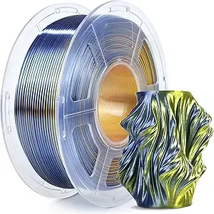 SUNLU SUNLU Silk Dual Color Pla Filament, Silk PLA 3D Printer Filament, Shiny Silk Texture, Dimensional Accuracy +/-, 1KG Spool (2.2 lbs), PLA Silk Dual Color (Black Gold)