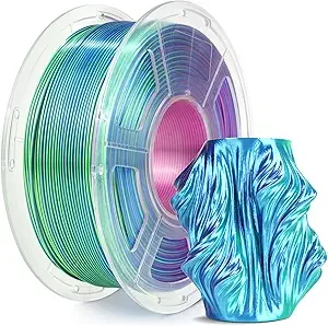 SUNLU SUNLU Silk Triple Color Pla Filament, Silk PLA 3D Printer Filament, Shiny Silk Texture, Dimensional Accuracy +/-, 1KG Spool (2.2 lbs), PLA Silk Triple Color (Blue Green Purple)