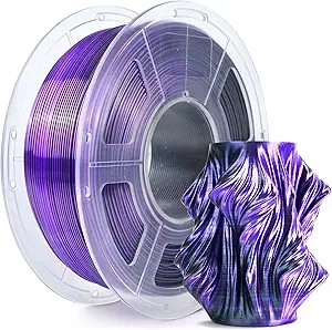 SUNLU SUNLU Silk Dual Color Pla Filament, Silk PLA 3D Printer Filament, Shiny Silk Texture, Dimensional Accuracy +/-, 1KG Spool (2.2 lbs), PLA Silk Dual Color (Black Purple)