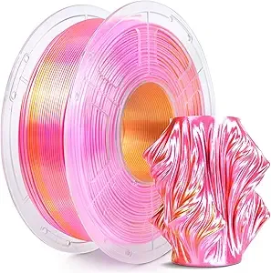 SUNLU SUNLU Silk Dual Color Pla Filament, Silk PLA 3D Printer Filament, Shiny Silk Texture, Dimensional Accuracy +/-, 1KG Spool (2.2 lbs), PLA Silk Dual Color (Pink Gold)