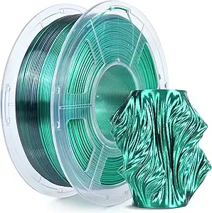 SUNLU SUNLU Silk Dual Color Pla Filament, Silk PLA 3D Printer Filament, Shiny Silk Texture, Dimensional Accuracy +/-, 1KG Spool (2.2 lbs), PLA Silk Dual Color (Black Green)