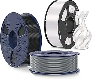 SUNLU SUNLU PLA+2.0 3D Printer Filament Black+Grey 2KG and SUNLU Silk 3D Printer Filament Silk White 1KG