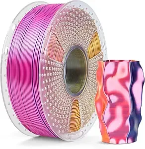 SUNLU SUNLU Silk Triple Color Pla Filament, Silk PLA 3D Printer Filament, Shiny Silk Texture, Dimensional Accuracy +/-, 1KG Spool (2.2 lbs), PLA Silk Triple Color (Red Yellow Blue)