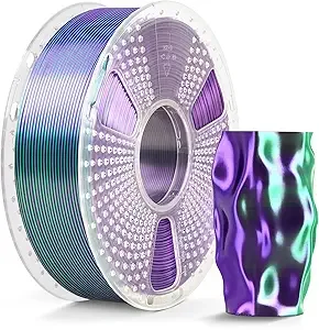 SUNLU SUNLU Silk Dual Color Pla Filament, Silk PLA 3D Printer Filament, Shiny Silk Texture, Dimensional Accuracy +/-, 1KG Spool (2.2 lbs), PLA Silk Dual Color (Green Purple)