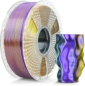 SUNLU SUNLU Silk Triple Color Pla Filament, Silk PLA 3D Printer Filament, Shiny Silk Texture, Dimensional Accuracy +/-, 1KG Spool (2.2 lbs), PLA Silk Triple Color (Black Gold Purple)