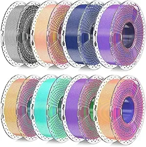 SUNLU SUNLU 3D Printer Filament Bundle, Silk Filament Multicolor, Individually Vacuum Packed, Dual Color*5, Triple Color *3, 2kg in Total