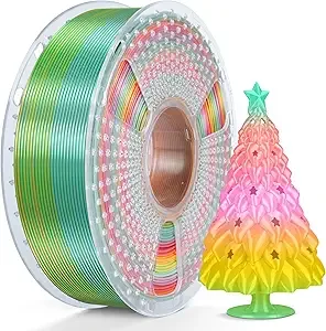 SUNLU SUNLU Silk Rainbow PLA Filament, Multicolor Silk 3D Printer Filament +/-, Fast Color Change Each 8 Meters, 330 Meters, 1kg/2.2lbs, Silk Rainbow Filament(Green-Red-Pink-Yellow)