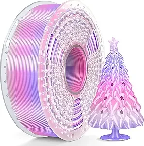 SUNLU SUNLU Silk Rainbow PLA Filament, Multicolor Silk 3D Printer Filament +/-, Fast Color Change Each 8 Meters, 330 Meters, 1kg/2.2lbs, Silk Rainbow Filament(Lilac-Violet)
