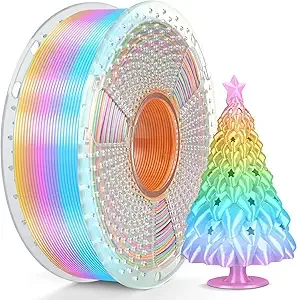 SUNLU SUNLU Silk Rainbow PLA Filament, Multicolor Silk 3D Printer Filament +/-, Fast Color Change Each 8 Meters, 330 Meters, 1kg/2.2lbs, Silk Rainbow Filament(Pink-Yellow-Blue-Green)