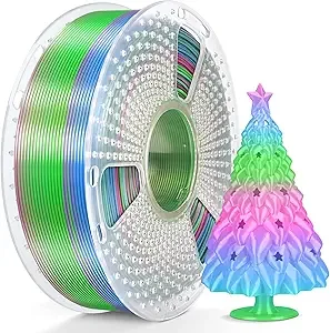 SUNLU SUNLU Silk Rainbow PLA Filament, Multicolor Silk 3D Printer Filament +/-, Fast Color Change Each 8 Meters, 330 Meters, 1kg/2.2lbs, Silk Rainbow Filament(Cyan-Magenta-Blue)