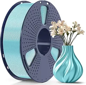 SUNLU SUNLU TPU-Silk 3D Printer Filament, 98A TPU Filament, Glossy Silk Surface 3D Filament, Flexible 3D Printing Filament, Dimensional Accuracy +/-, 1kg(2.2lbs) Spool, Light Blue