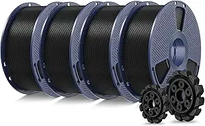 SUNLU SUNLU PLA+2.0 3D Printer Filament Bundle, 4KG Upgrade PLA+ Filament, Tougher and Stronger, Dimensional Accuracy +/-, 1KG per Spool, 4 Packs, 4KG Total, Black