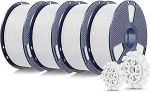 SUNLU SUNLU PLA+2.0 3D Printer Filament Bundle, 4KG Upgrade PLA+ Filament, Tougher and Stronger, Dimensional Accuracy +/-, 1KG per Spool, 4 Packs, 4KG Total, White