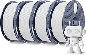 SUNLU SUNLU 4KG High Speed PLA Meta Filament Bundle, PLA 3D Printer Filament ±, Tougher Neatly Wound 3D Filament, Individually Vacuum Packed, 4kg Total, 1kg per Spool, White