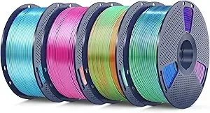 SUNLU SUNLU 4KG Triple Color Silk Filament, Silk PLA 3D Printer Filament, Dimensional Accuracy +/-, 1KG Spool(2.2 lbs), 4 Pack, PLA Silk Triple Color