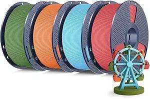 SUNLU SUNLU High Speed Matte PLA Filament 4KG/s Fast 3D Printer Filament Bundle, Smooth PLA Matte Filament for FDM 3D Printer, 1KG Reusable Spool 4 Packs, Cherry Red+Sky Blue+Olive Green+Sunny Orange