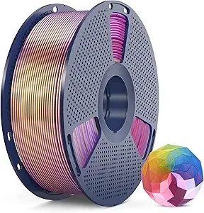 SUNLU SUNLU PLA+ Silk Filament, Four-Color 3D Printer Filament, Dimensional Accuracy +/-, 1KG Spool(2.2 lbs), Silk Quadruple Color(Gold Purple Red Blue)
